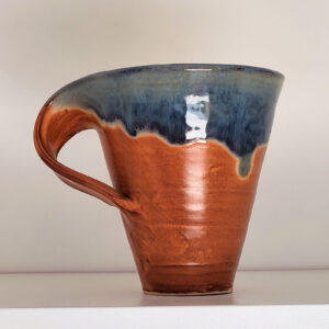 ceramic cup light broun blue